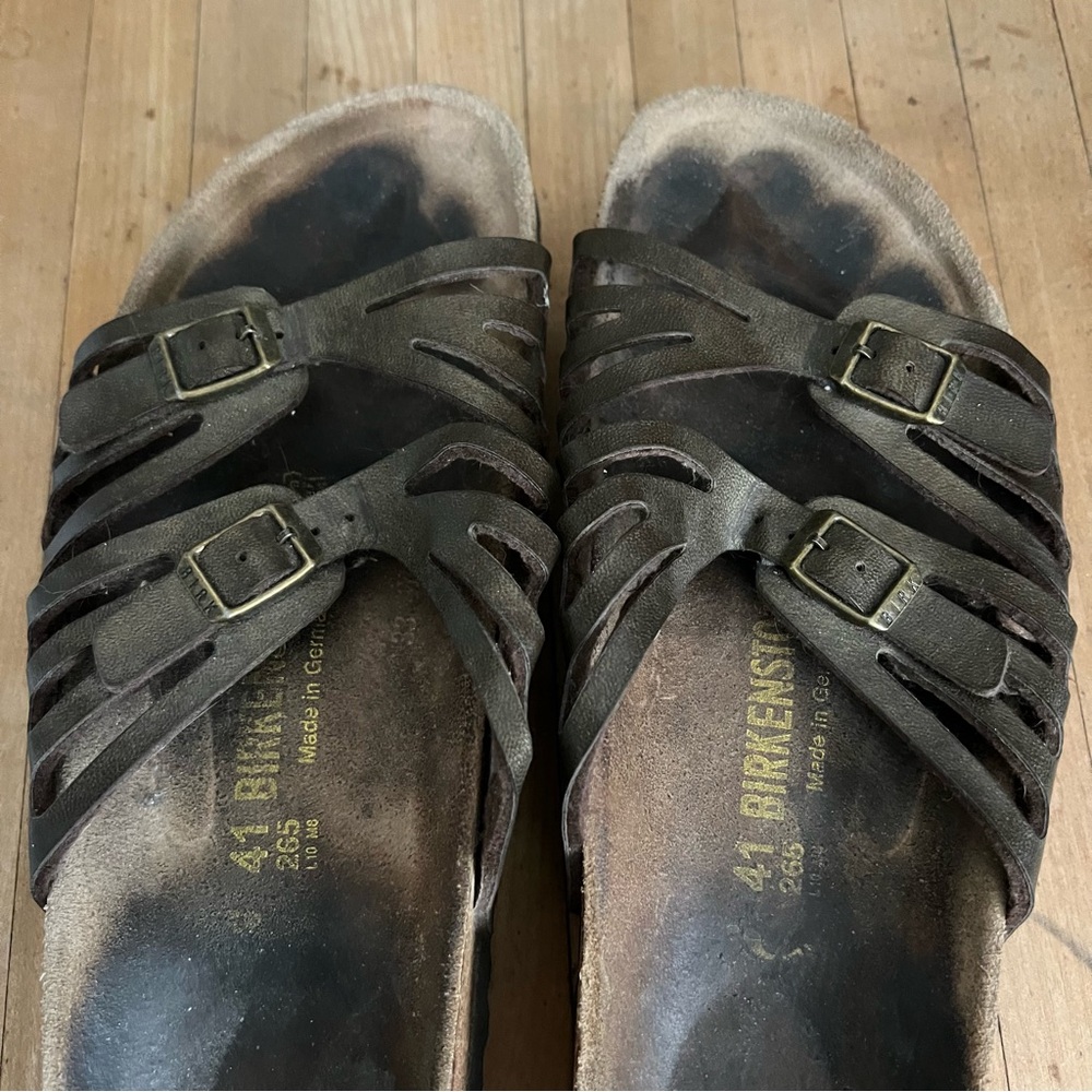 Birkenstock Size 41 Brown Double Strap/Buckle Sandals - Picture 6 of 6